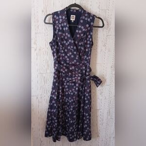 Anne Klein Stick Daisy Print Sleeveless Tie Front Dress Women's Size 2